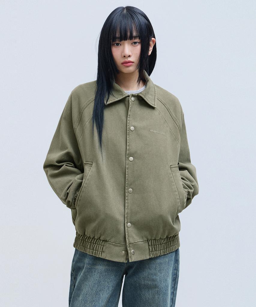 Filluminate Raglan Collar Denim Jacket - Khaki