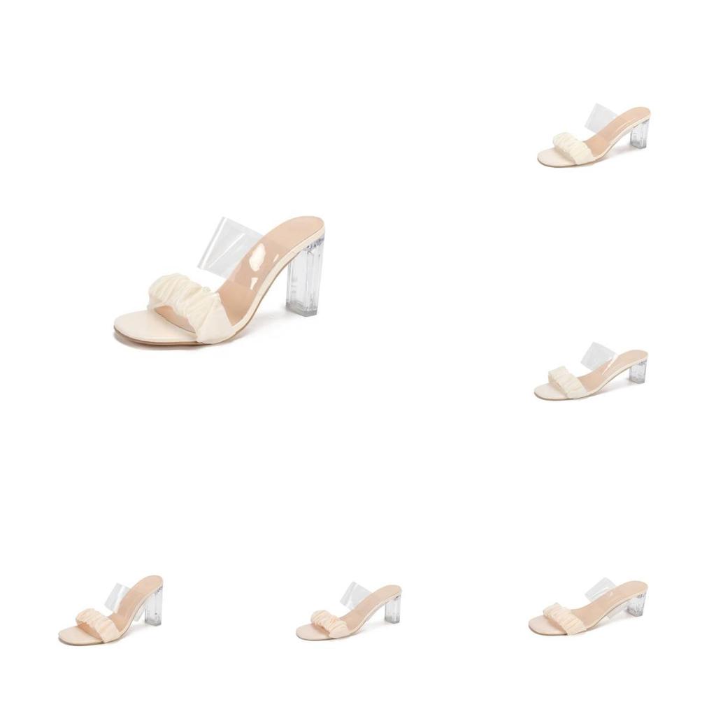 Summer Transparent Pvc Flat Sandals With Block Heels For Women