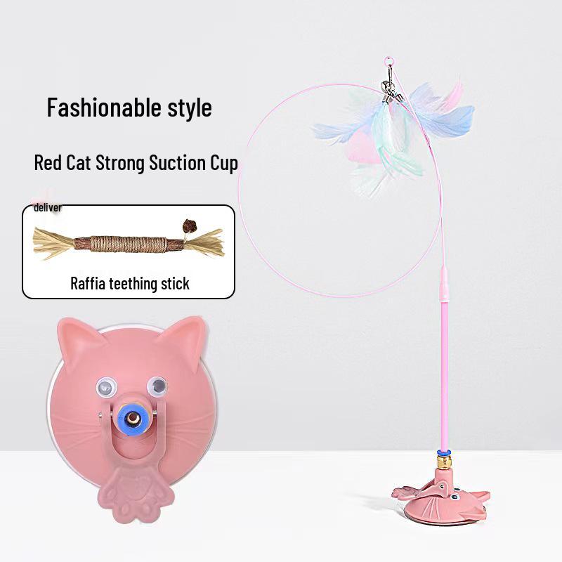 Cat Teaser Wand with Suction Cup - Self-Play Boredom Relief Toy for Kittens