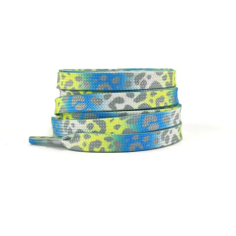 Cordones de Leopardo para Zapatillas AF1/AJ Estampado Colorido Tie-dye Degradado Banda de Goma para Cordones de Zapatos Hombres Mujeres Lona Cuerdas Deportivas