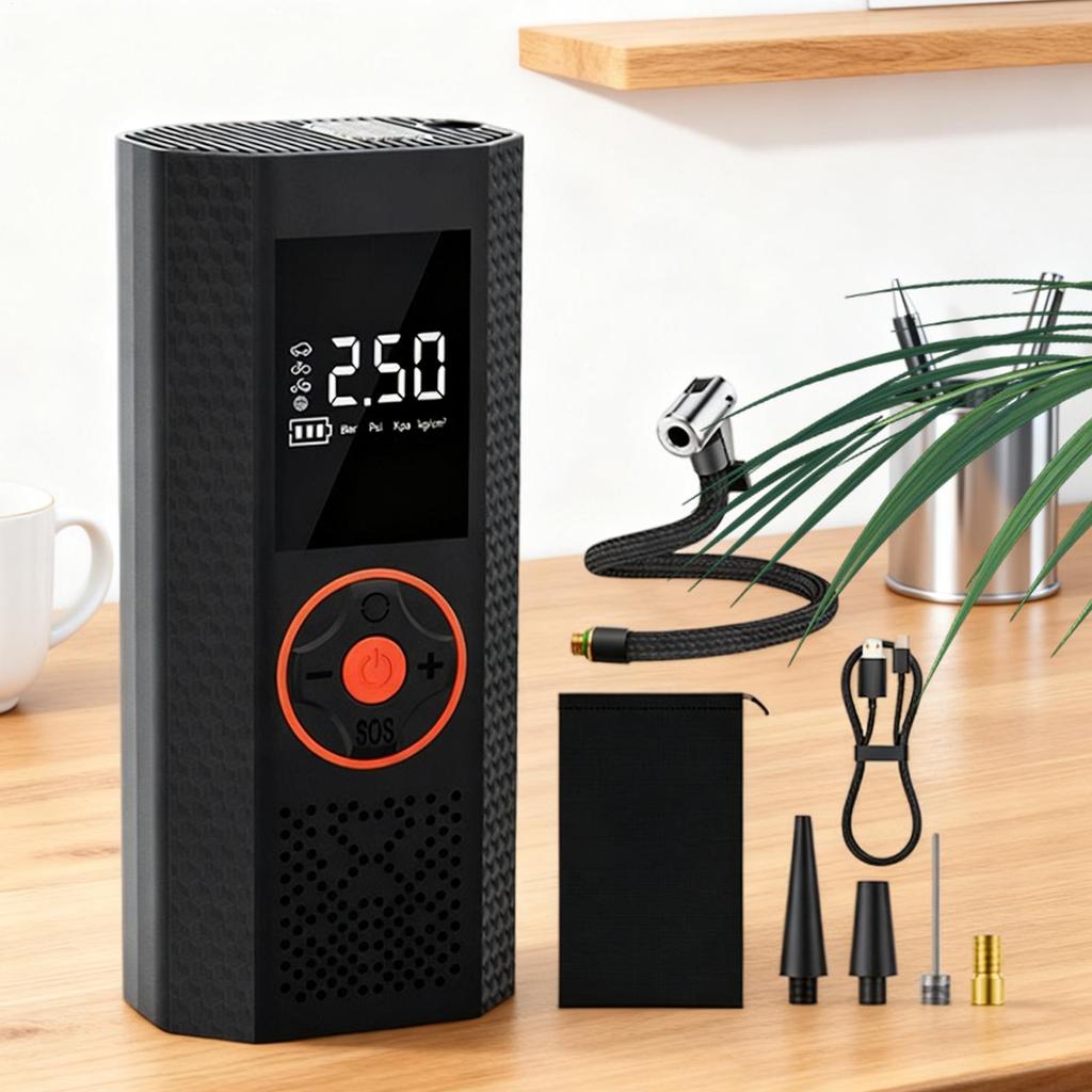 Portable Air Pump Rechargeable Cordless Auto Shut Off Car Tire Inflator Bike Pump For Motorcycle Bike Vehicle Electric Scooter