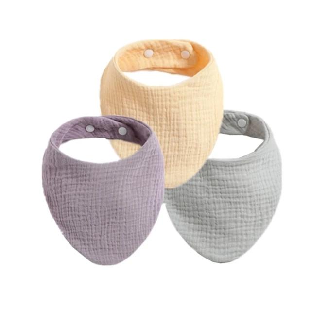 3 stuks Baby Voeding Kwijlslabbetjes Speekseldoek Driehoek Effen Kleur Sjaal Bandana Zacht Katoen Slab Verstelbare Drukknop Boertjesdoek