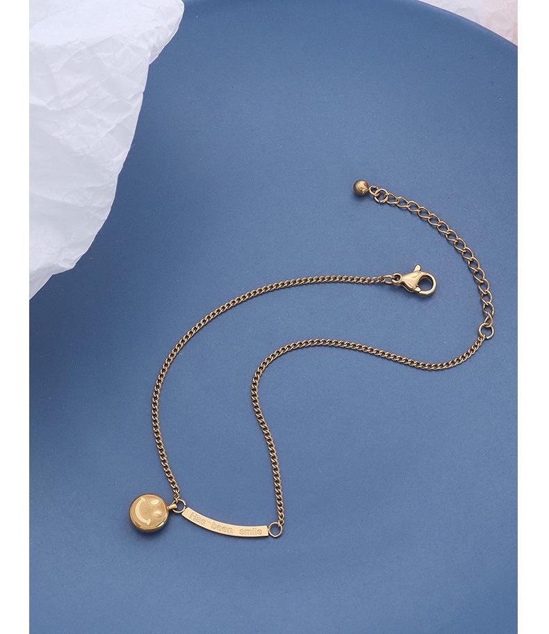 Smiley Face 18K Gold Plated Anklet - Fashionable Titanium Steel Beach Accessory