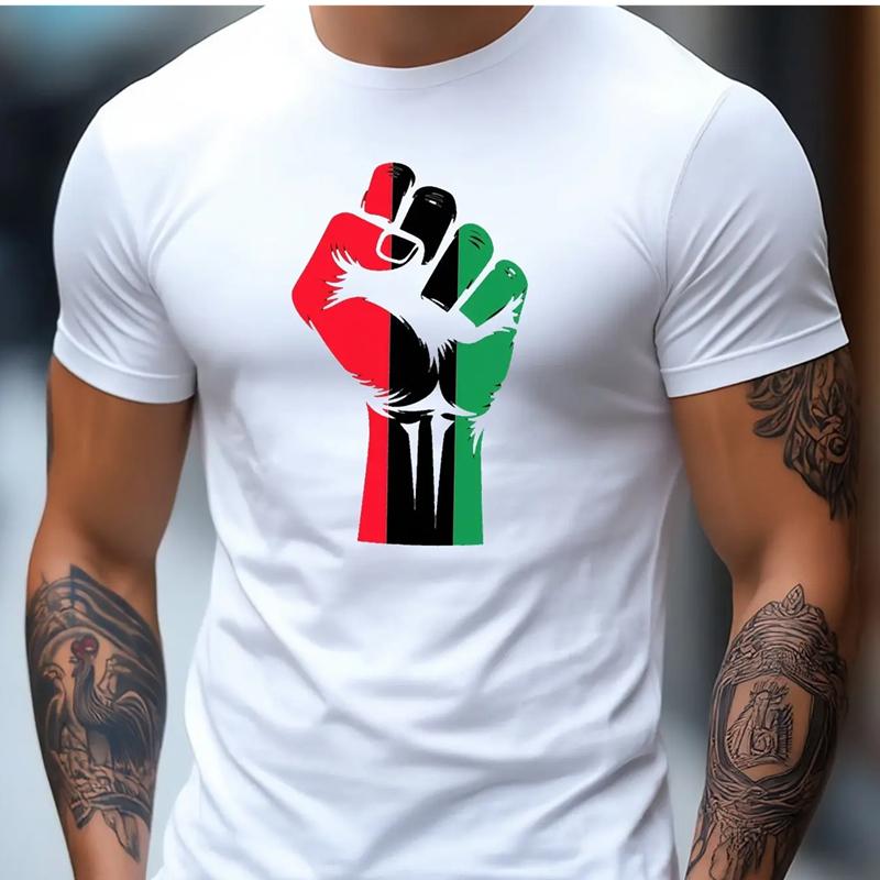 MenS Patriotic Fist Graphic TShirt MicroStretch Regular Fit Casual Summer Tee with Italian Flag Design Men Clothing S