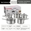5-Piece Stainless Steel Cookware Set: Non-Stick Soup Pot, Frying Pan, and Milk Pot