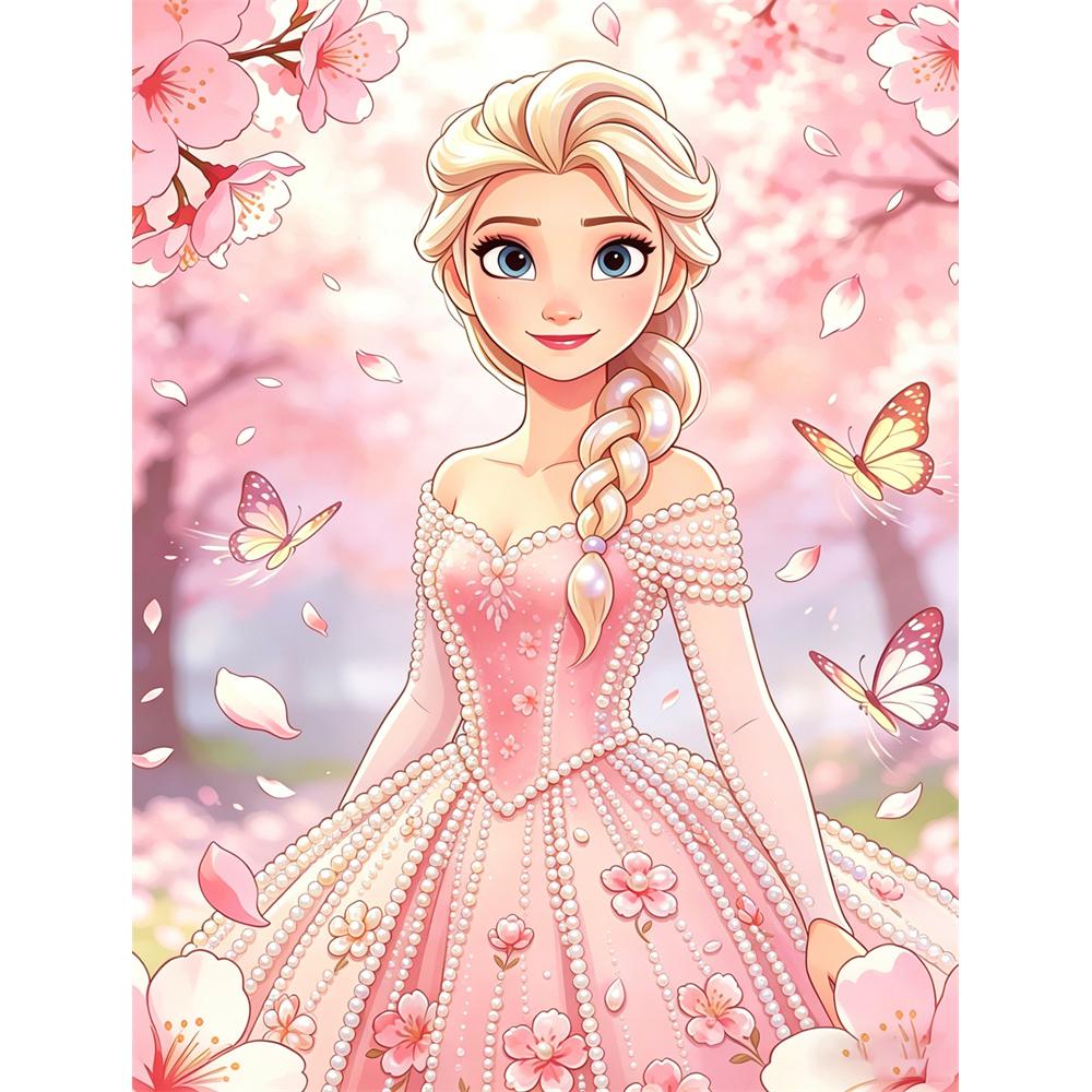 

Disney Pearl Painting Frozen Elsa Pink Pearl Dress Handmade DIY Pearl Gemstone Painting Pictures Crafts Special Shape Home Wall Decoration 30x40