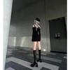 Pure Desire Spice Girl Off-the-shoulder Black Mesh Long-sleeved Dress, Early Autumn New Models Show Tight Figure, Hip-wrapped Short Skirt Women