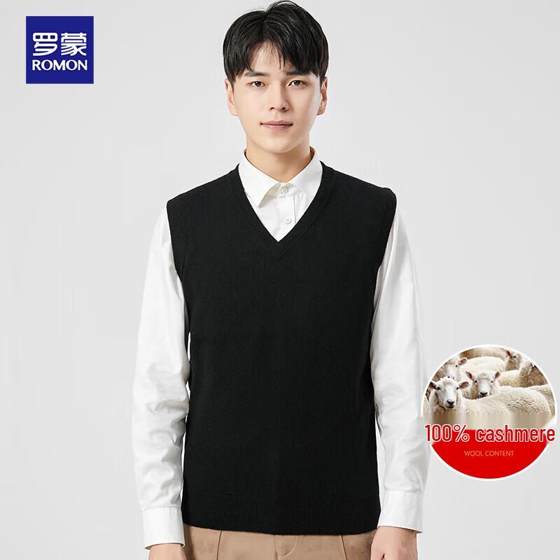 Romon Men's 100% Cashmere V-Neck Knit Vest