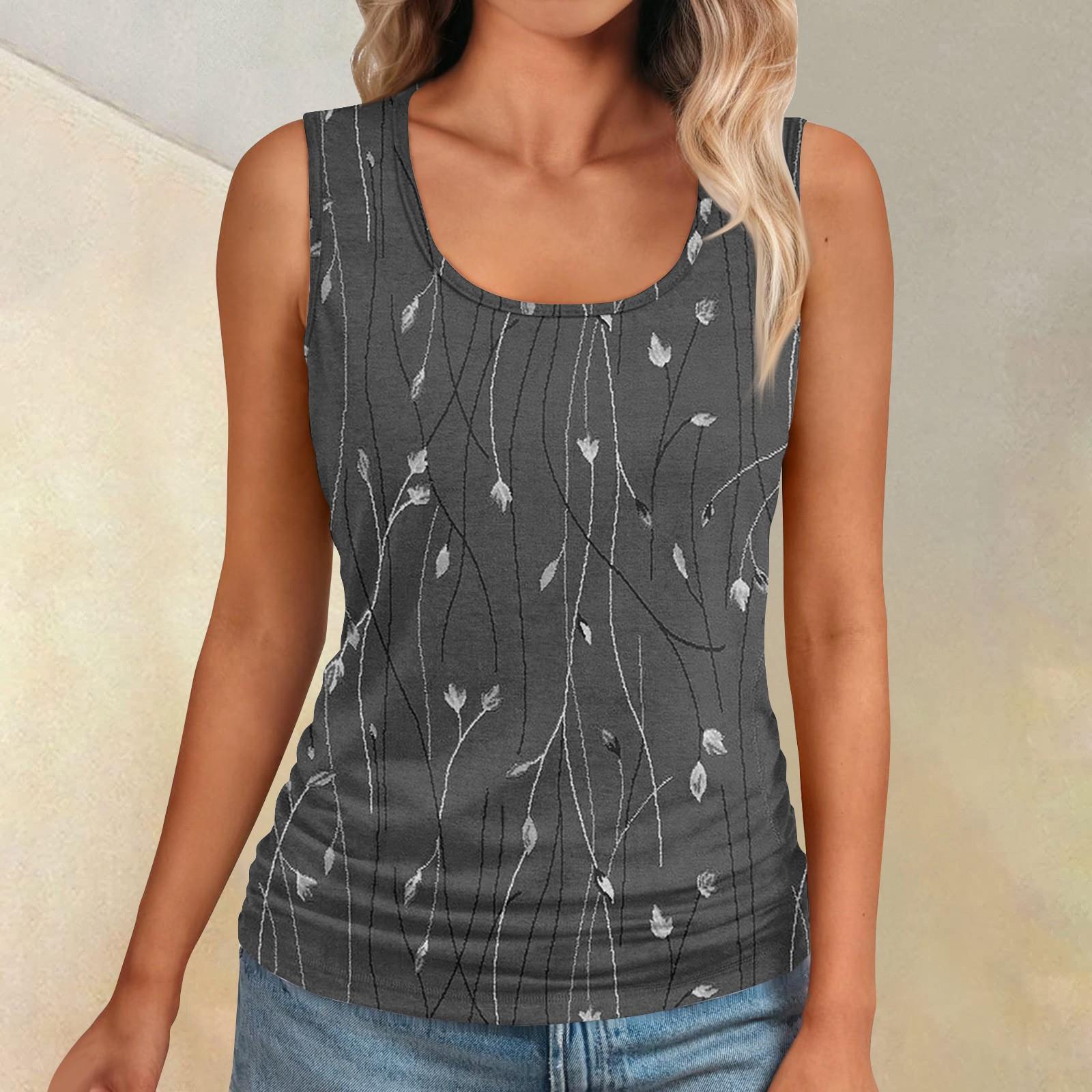 

Жіноча модна повсякденна футболка без рукавів із тонким поясом і ретро-принтом S