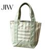 Durable Canvas Bag Striped Tote Bag, Stylish Reusable Grocery with Shoulder Strap Front Pocket, for Shopping Picnic Commuting Large