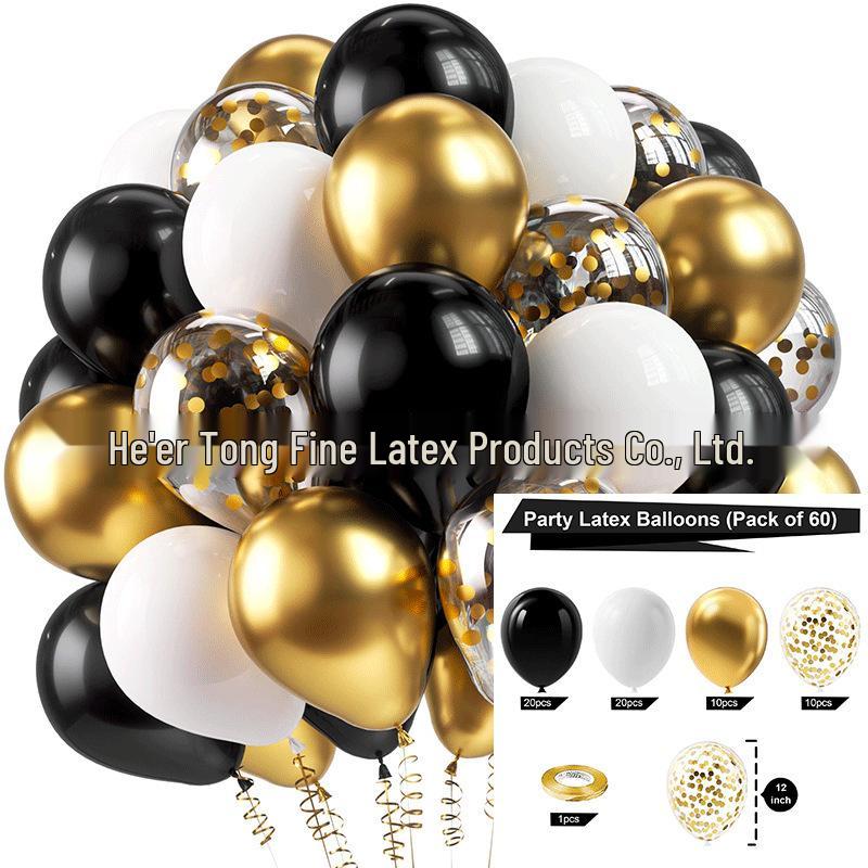 60-Piece 12" Vintage Color Glitter Balloon Set for Birthday Parties