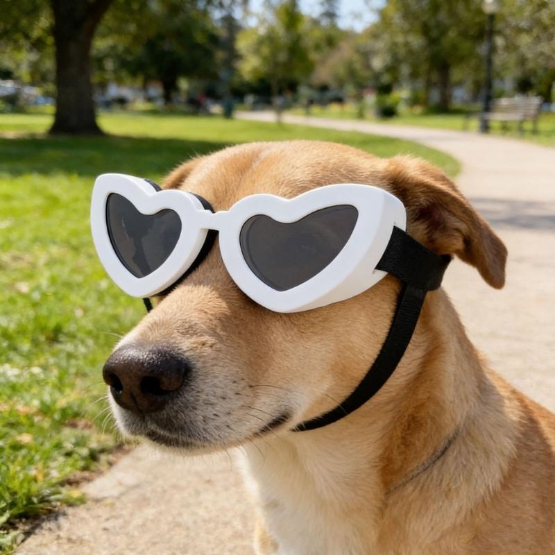 Cute Heart Design Dog Sunglasses PC Lens Wind Sand Dust Proof Protective Eyewears For Pet Walking Running