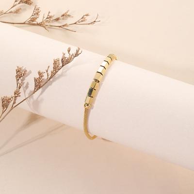 Pulsera de hueso de serpiente de bloque pequeño de lujo ligero de acero de titanio