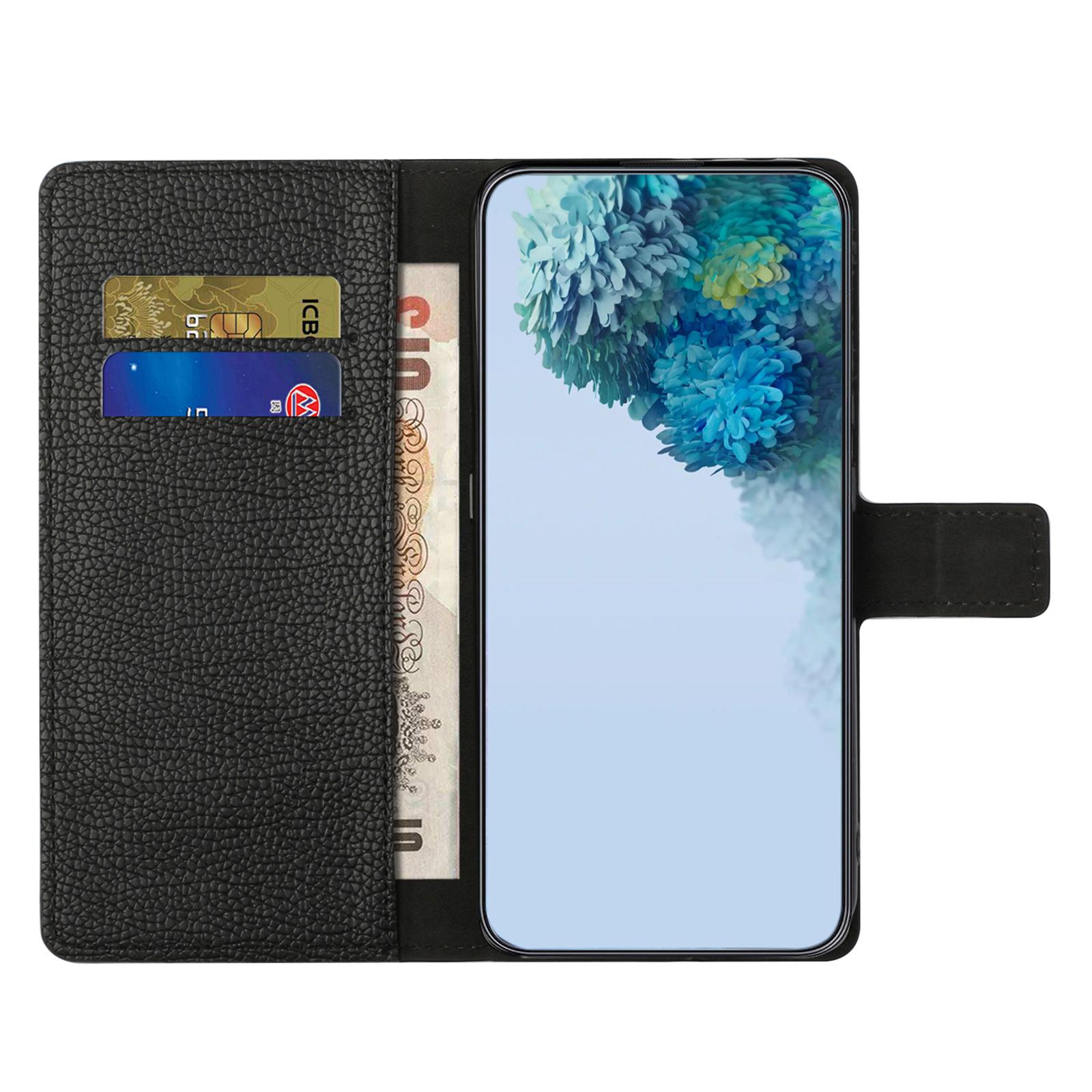 

Cell Phone Cover for Motorola Moto G24 Power Case Litchi Texture PU Leather Stand Wallet Black