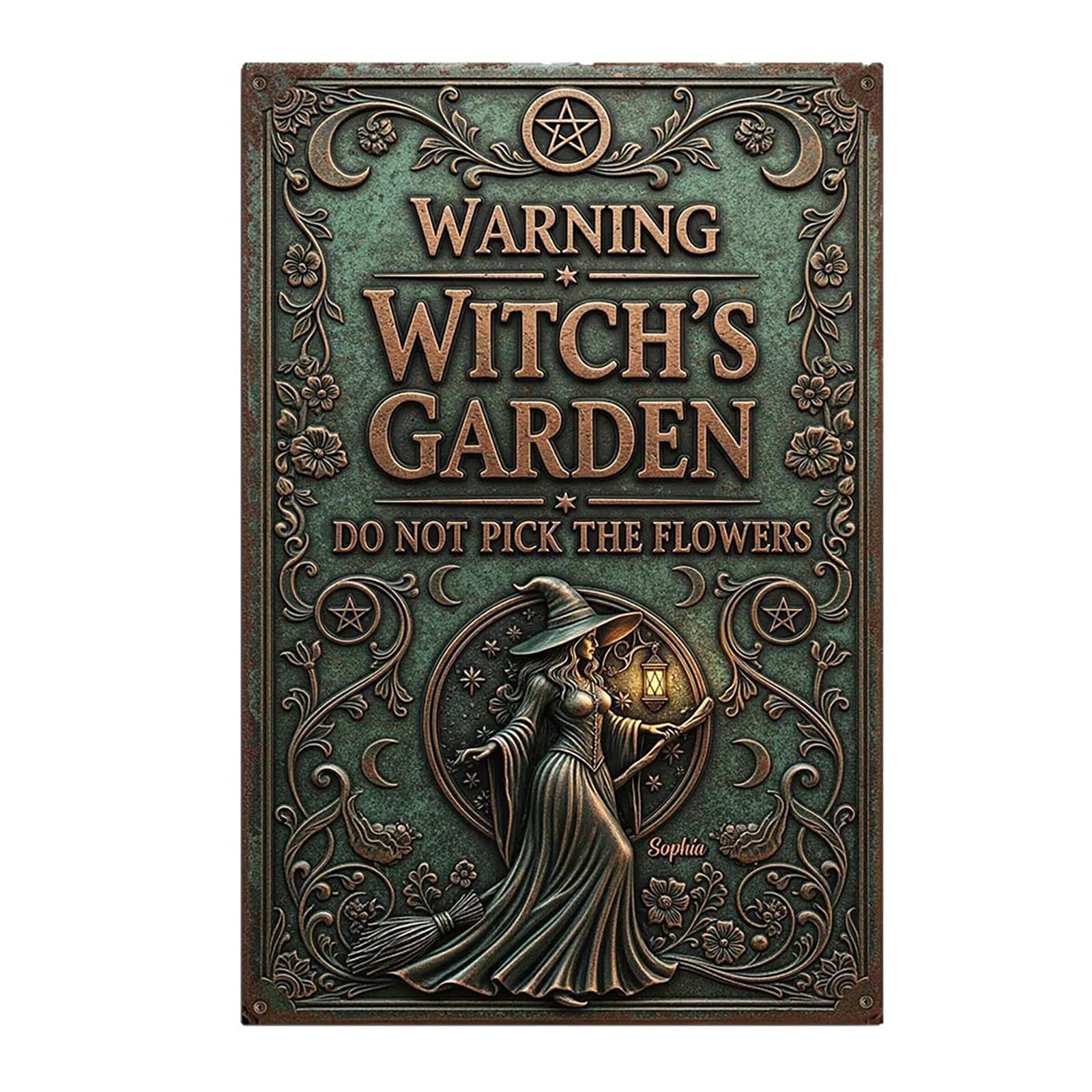 

Сад ведьмы Персонализированные смешные подарки для любителей ведьм Металлическая табличка One Size