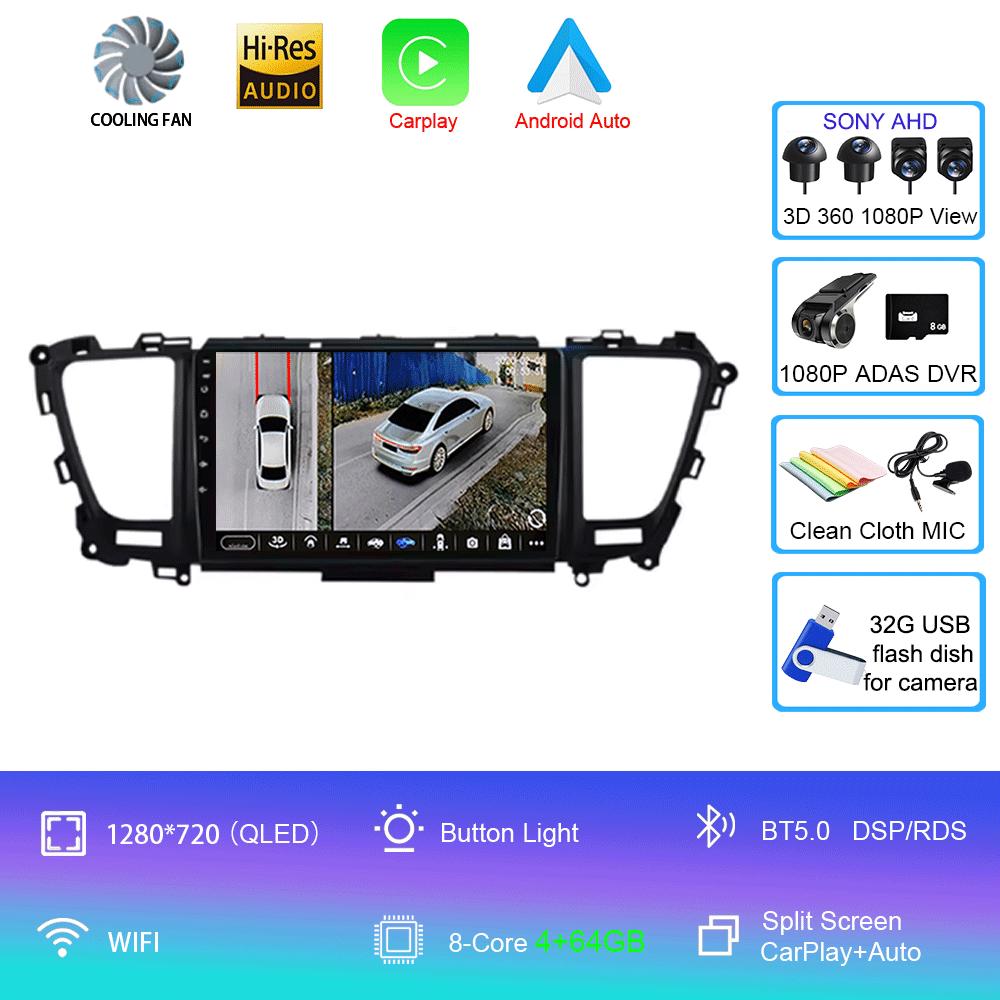 For Kia Carnival YP Sedona 2014 2015 2016 2017 2018 2020 2 Din Multimedia Android 14 Car Radio 4G Wifi GPS DVD BT Carplay