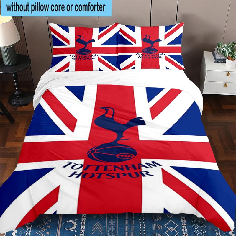 3pcs Tottenham Hotspur F.C Design Printed Bedding Set Duvet Cover Closure Includes 1 Duvet Cover & 2 Pillowcases Bedding Sets Home Decor Gifts