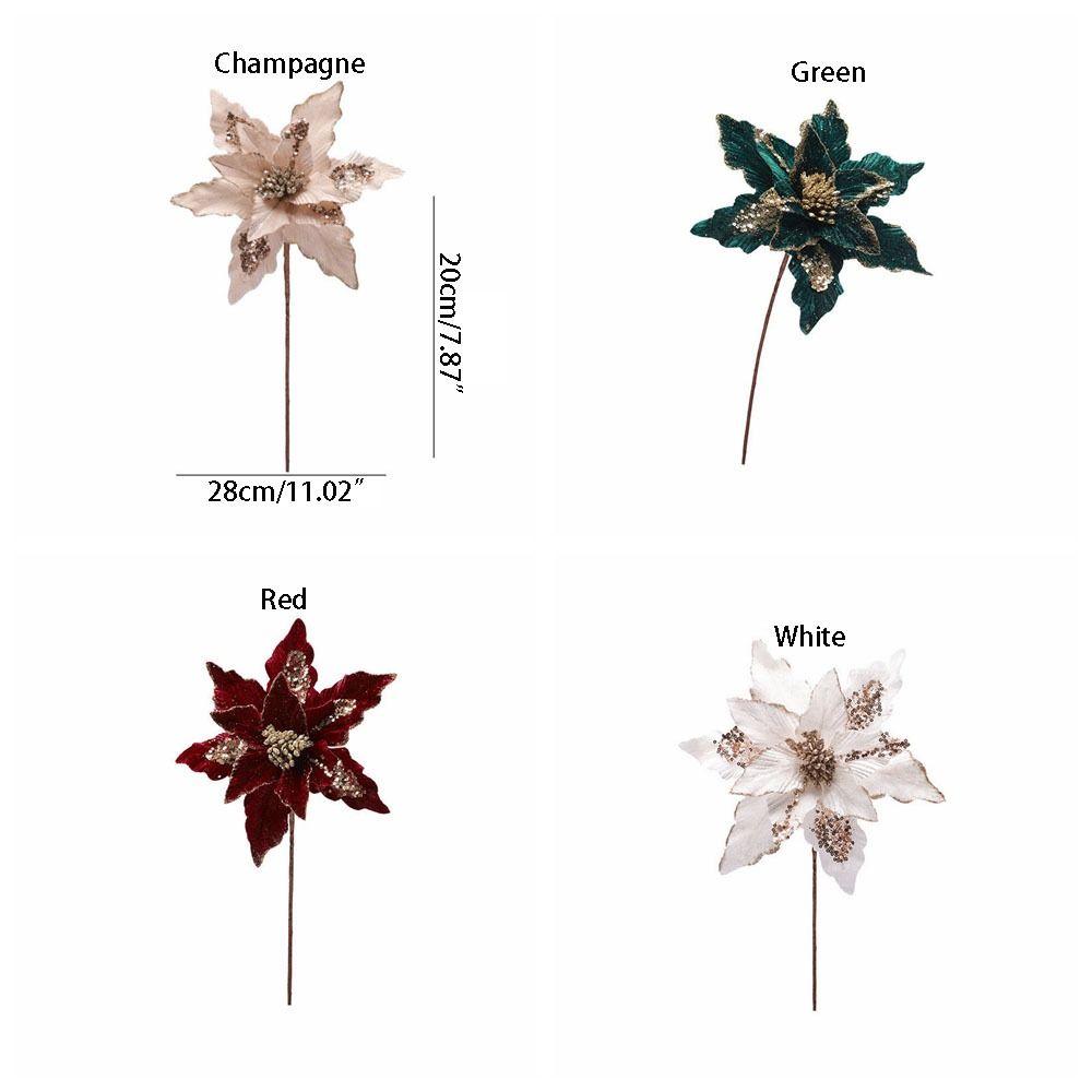 Beautiful Glitter Xmas Flower Hanging Simulation Handmade Flowers  Home Decor