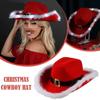 1-10pcs European and American Men's and Women's Cowboy Hat Red Western Cowboy Hats Christmas Feather Santa Claus Illuminated Hat