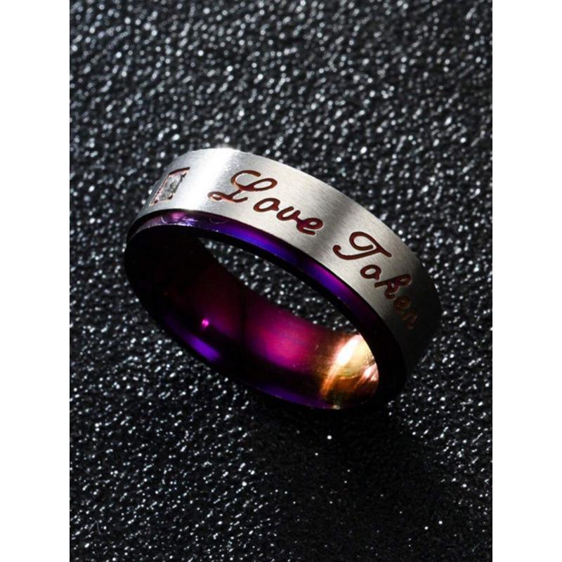 Purple Square Zircon Resin Flower Pattern Retro Ring