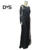 Damen Pailletten Abendkleid Spitze Langarm Bodycon Maxikleid Funkelndes bodenlanges Mesh Patchwork Overlay Kleid für Cocktail Hochzeit Partys