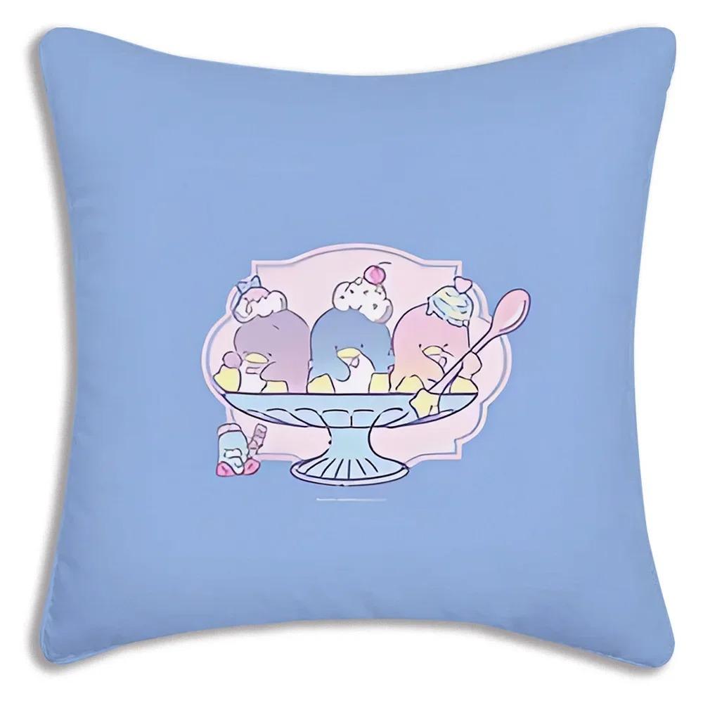Cartoon Penguin Print Decorative Pillowcase Car Sofa Square Cushion Pillowcase
