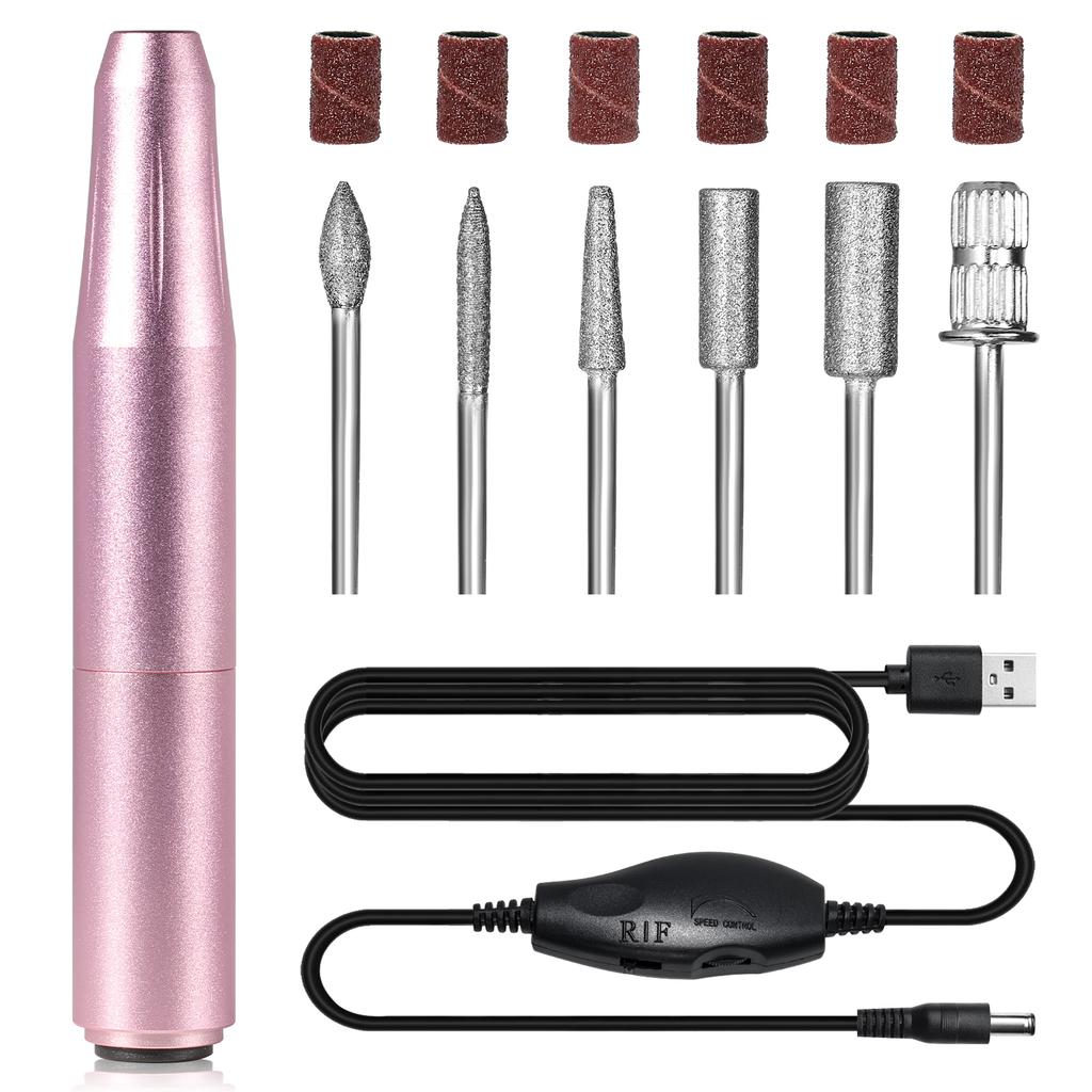 Electric Nail Drill Professional USB Portable Nail Drill Pen Low Voice Nail File for Acrylic Gel Nails Manicure Salon Use