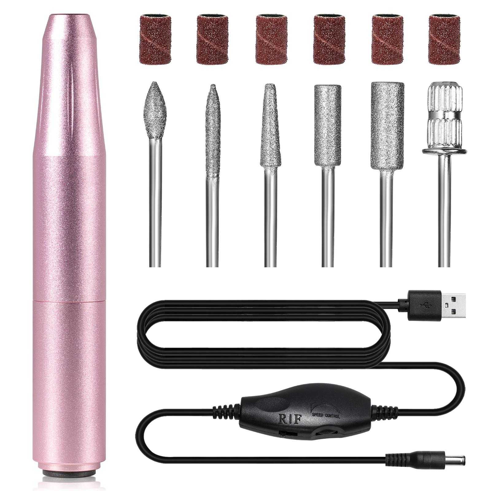 

Electric Nail Drill Professional USB Portable Nail Drill Pen Low Voice Nail File for Acrylic Gel Nails Manicure Salon Use розовый