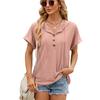 2026 Spring/Summer New Solid Color Buttoned Hooded Loose Short-Sleeve T-Shirt for Women