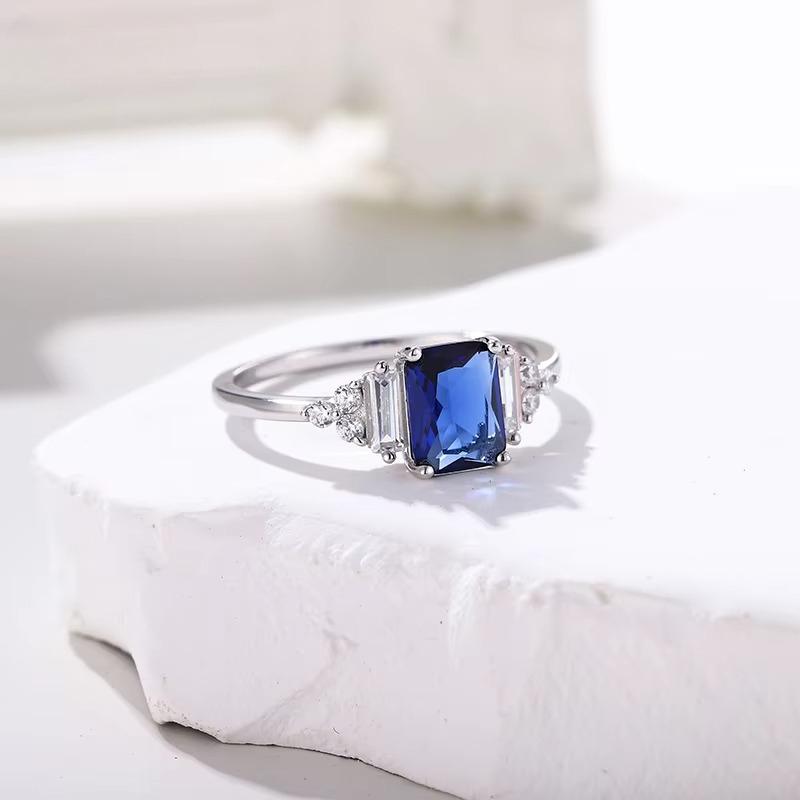 925 Sterling Silver High Quality  Luxury Sapphire Gemstone Topaz Promise Rings for Women  Jewelry  Party Wedding Engagement Gift