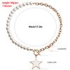 Foreign Trade Jewelry, Fashionable Imitation Pearl Splicing Chain Necklace, White Imitation Fritillary Pentagram Sweater Chain