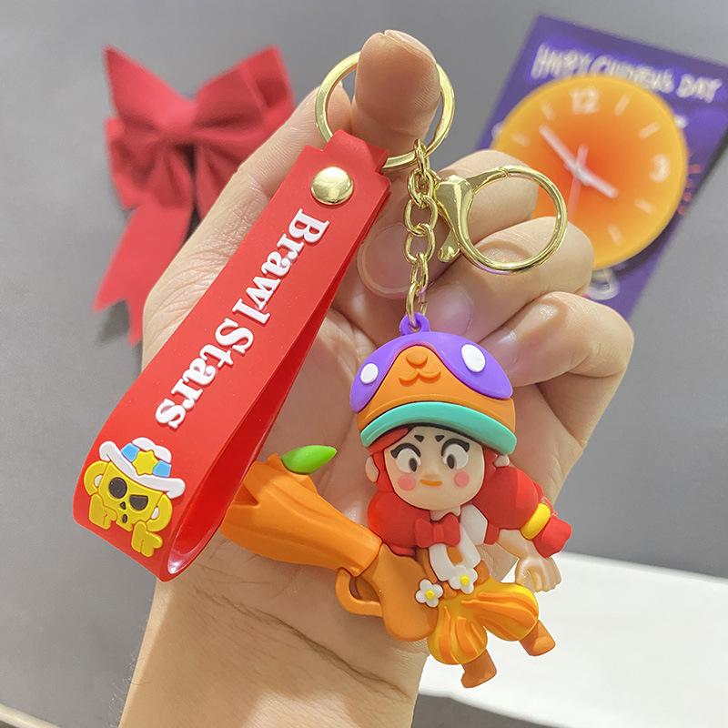 Cartoon Character Keychain with Silicone Strap and Metal Ring Durable Key Holder for Car Keys Bag Accessories Gift