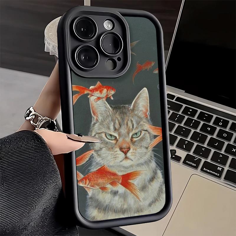 Phone Case for iPhone 17 Air 16E 15 16 Pro Max Funny Cats Fashion Style Cover 14 Plus 13 12 Mini Soft Shell Silicone Fundas