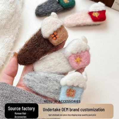 Koreanische Winter Wollfilz Haarspangen: Niedliche Cartoon-BB-Clips, Plüsch-Kopfschmuck und frische Haaraccessoires.