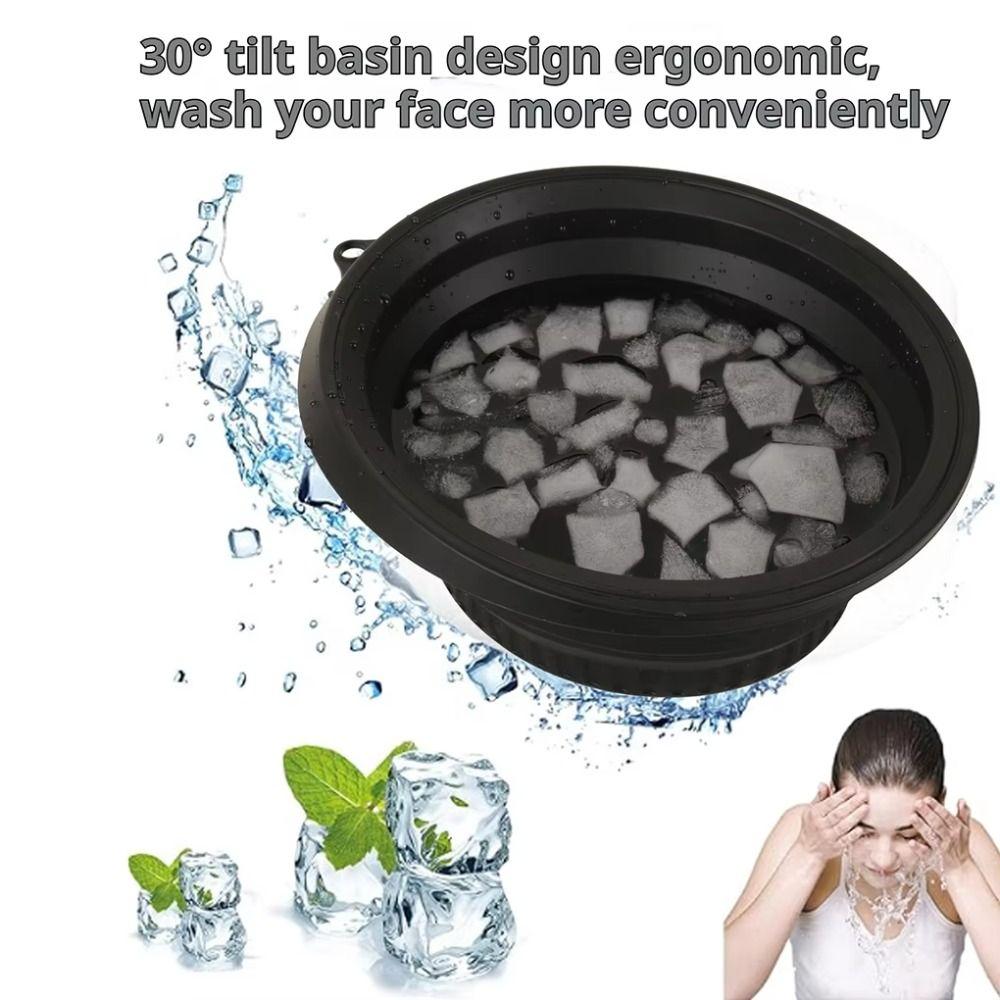 Silicone Foldable Face Ice Bath Bowl Large Ice Water Facials Bowl Ice Folding Basin  Travel