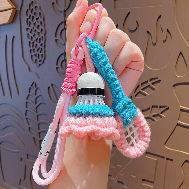 Hand-Woven Badminton Pendant Wool Bag Pendant Finished Woven Badminton Keychain Small Gift Pendant фото
