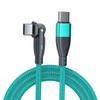 60W Power Type C Cable with Led Lighting Nylon Wrapped USB C Fast Charge Cord 180 Degree Adjustable Heads For Convenient