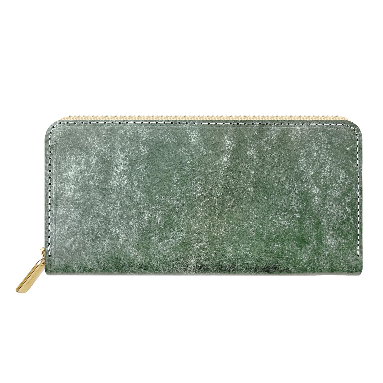 

Leo&Aoi Italian Genuine Leather Maya Berry Long Wallet, Round Zipper closure, Card Slots, Coin Purse, Moss Green