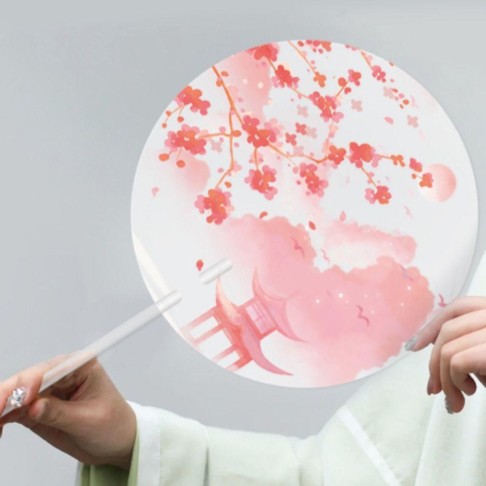 

Матовый веер с ручкой Ручной круглый веер Цветная печать Веер для танцевальной группы Лето style 10