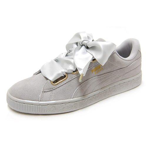 Puma Suede Heart Satin Low Tops Skateboarding Shoes Unisex Gray 362714-02