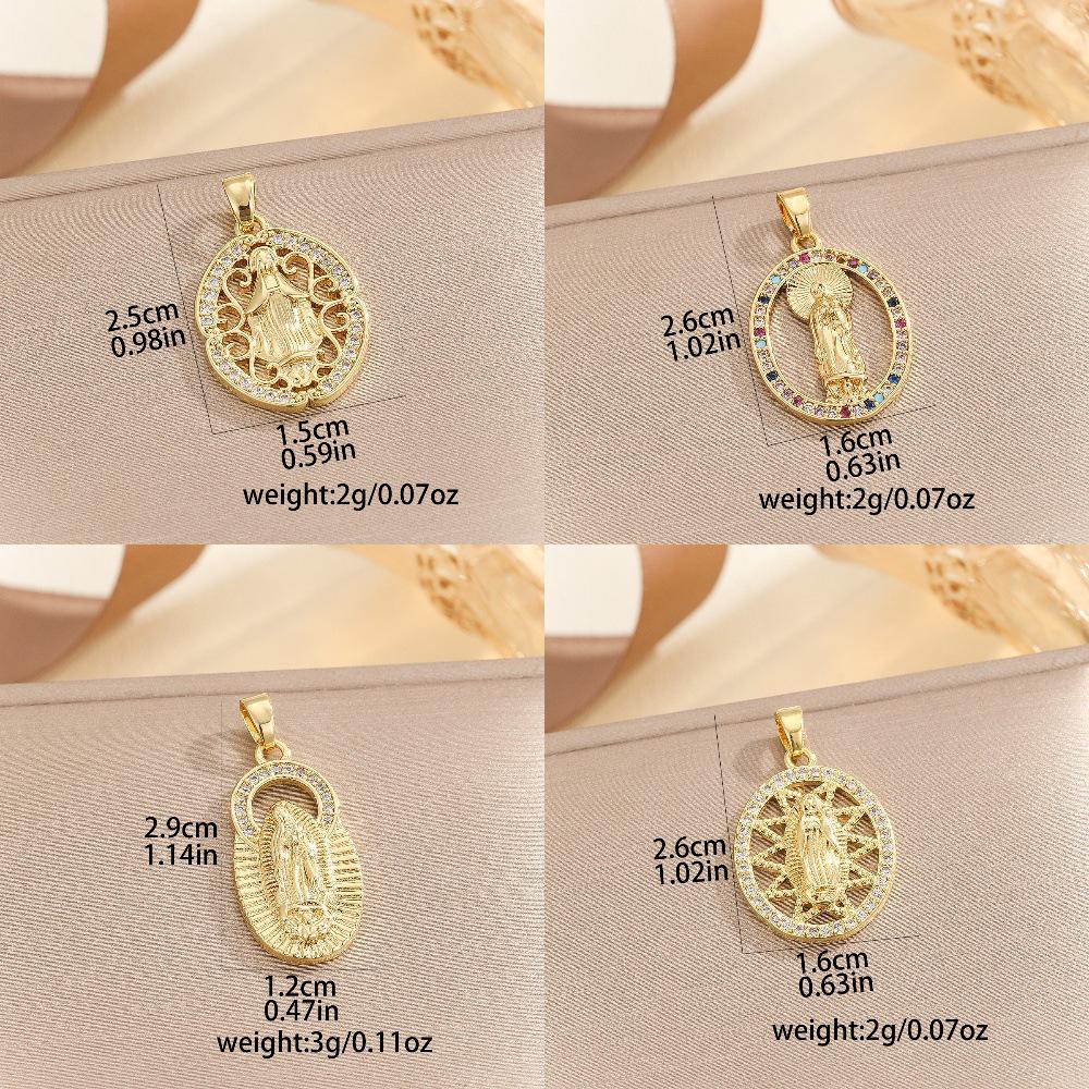 Přívěsek Panny Marie ve stylu Blízkého východu, vykládaný mědí a zirkony, s řetízkem z nerezové oceli - Evropská a americká móda