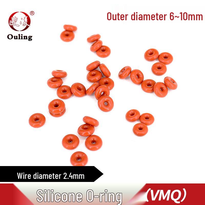 Red Silicone O-ring: 6-10mm Outer Diameter, 2.4mm Wire Diameter, Waterproof, Eco-friendly, High Elasticity 9mm OD x 2.4mm Silicone O-ring (10 pcs)