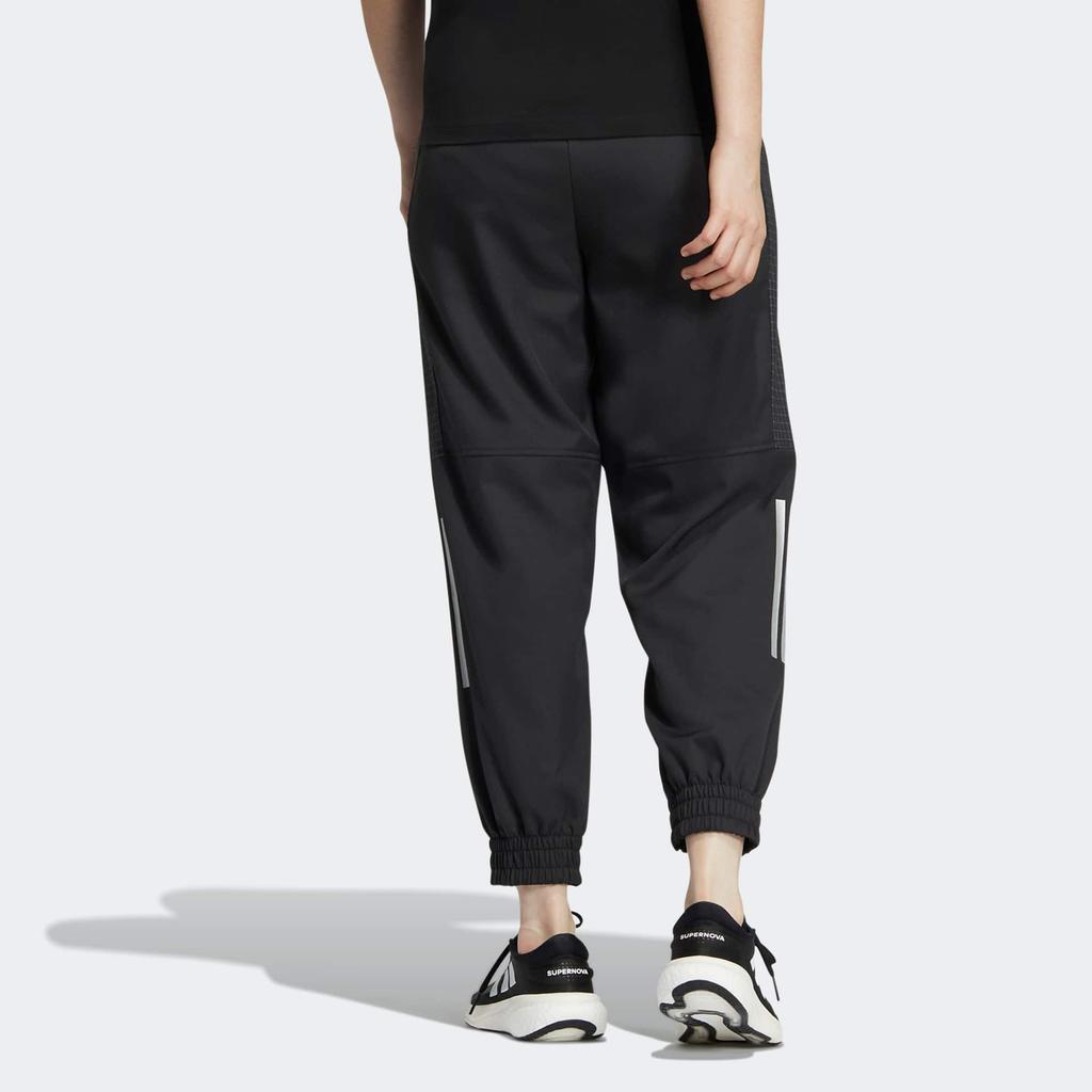 Adidas Logo Striped Print Elastic Waist Jogger Pants Women Bottoms Black HM7086