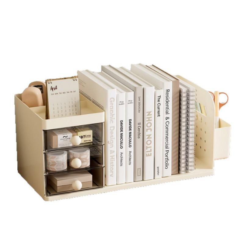 Desktop Organizer Office School Desk Multi-Compartment Book Stand Pen Holder Drawer Box Modern Minimalist Storage