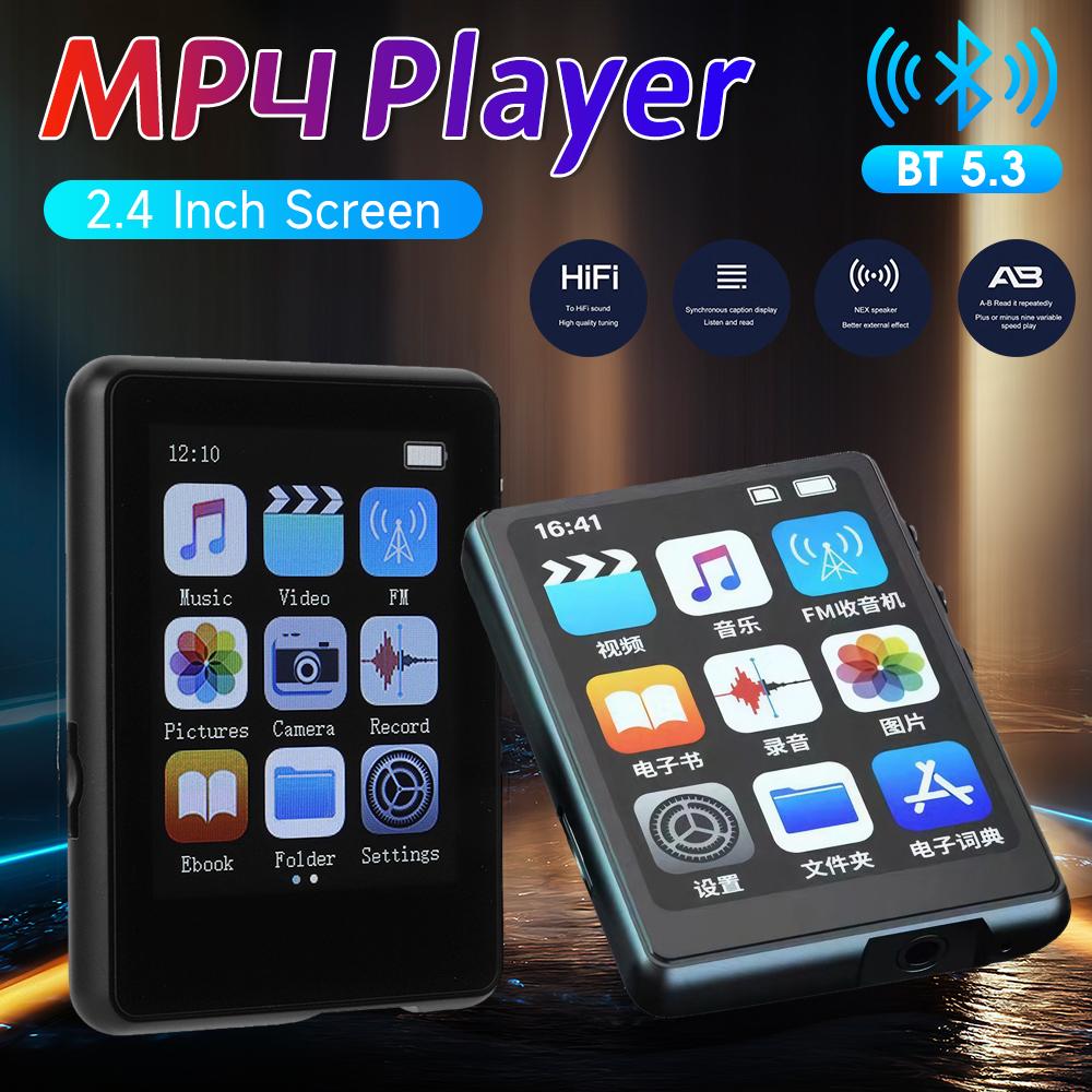 Reproductor MP3 MP4 Pantalla Táctil Completa Reproductor de Música sin Pérdida Compatible con Bluetooth MP4 HiFi Walkman con Altavoz FM/E-book/Grabadora