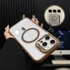 Luxury Transparent Phone Case For 16 15 14 13 12 11 Pro Max 17 Air For Magsafe Magnetic Lens Metal Stand Holder Cover