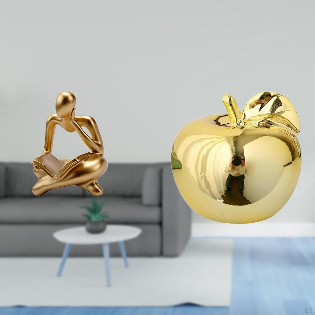 Abstract Thinker Statue Decoration Fruit Sculpture Ceramic Figurine Ornament for Tabletop Living