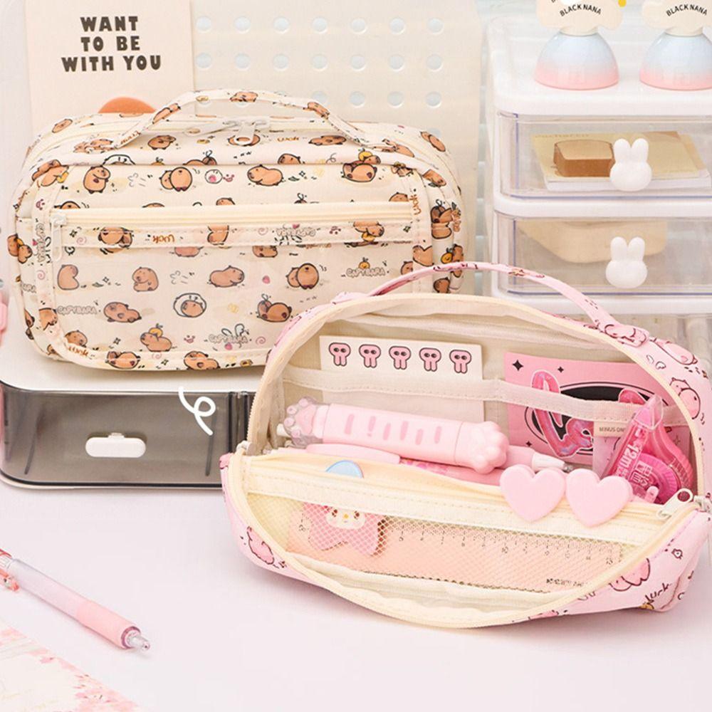 Capybara Pencil Case Six Layers Stationery Pouch Portable Pen Bag  Back To School Gift