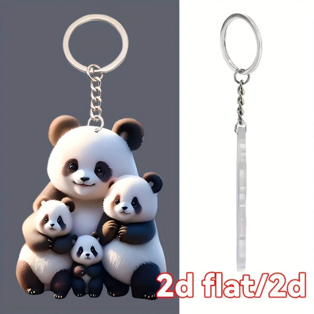 2d flat acrylic keychain pendant, Christmas decorative chain, flat decorative pendant pendant  red panda family photo pendant acrylic keychain pendant