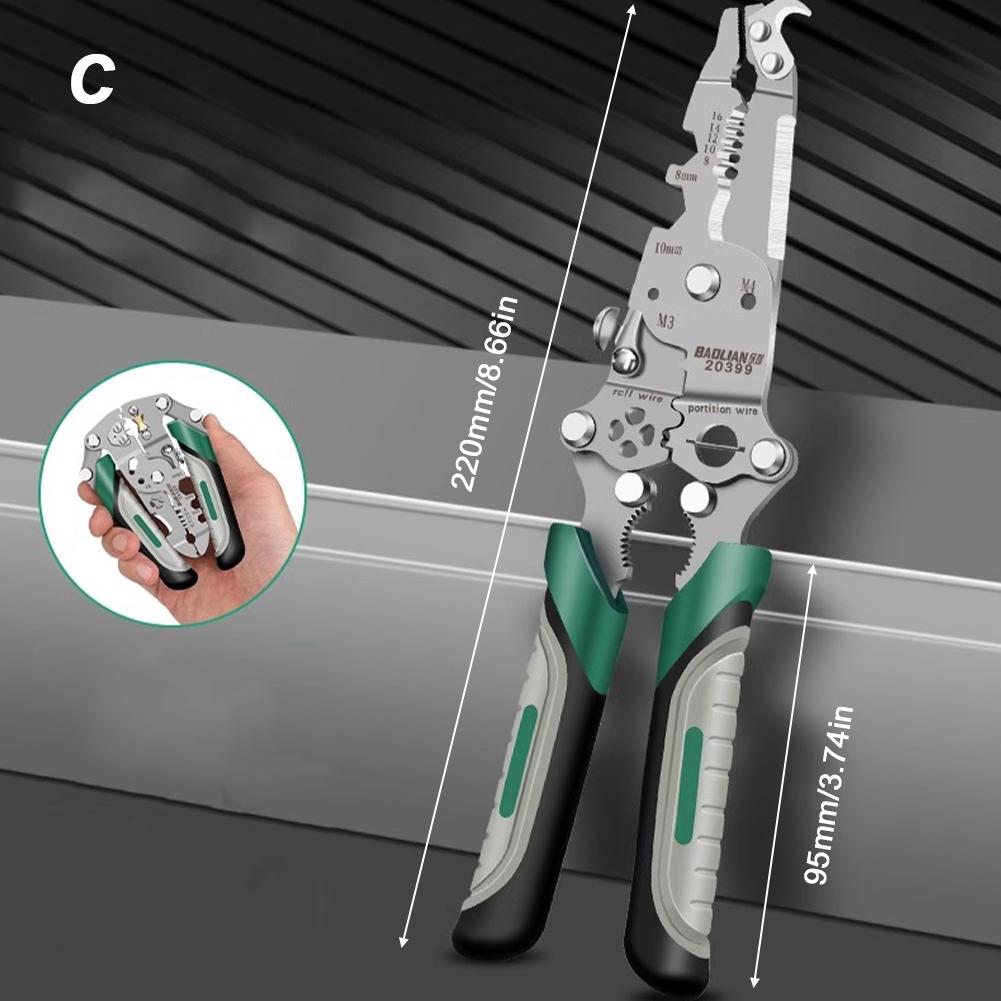 Abisolierzange Faltbarer Kabelschneider Abisolierzange Multifunktions-Elektriker-Handwerkzeug zum Schneiden, Crimpen und Wickeln von Drähten